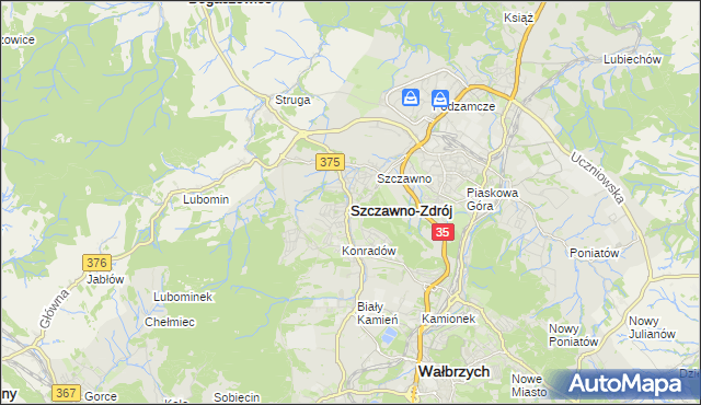 mapa Szczawno-Zdrój, Szczawno-Zdrój na mapie Targeo