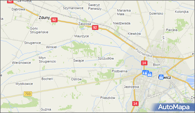 mapa Szczudłów, Szczudłów na mapie Targeo