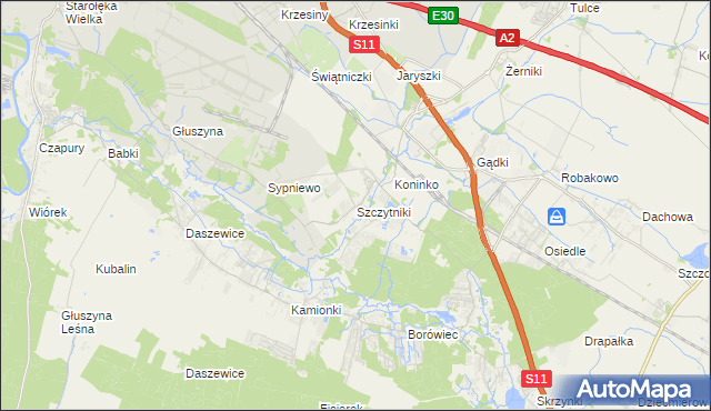 mapa Szczytniki gmina Kórnik, Szczytniki gmina Kórnik na mapie Targeo