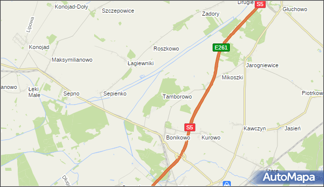 mapa Tamborowo, Tamborowo na mapie Targeo