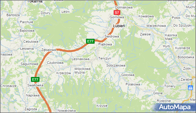 mapa Tenczyn, Tenczyn na mapie Targeo