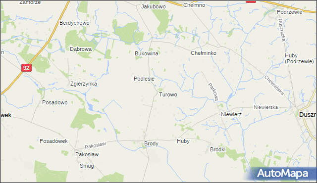 mapa Turowo gmina Pniewy, Turowo gmina Pniewy na mapie Targeo