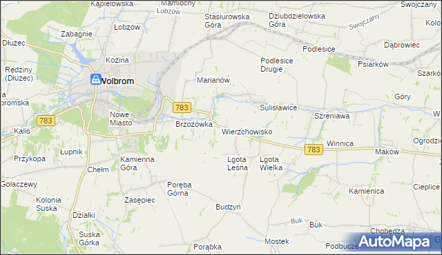 mapa Wierzchowisko gmina Wolbrom, Wierzchowisko gmina Wolbrom na mapie Targeo