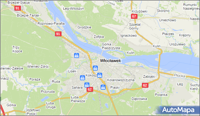 mapa Włocławka, Włocławek na mapie Targeo