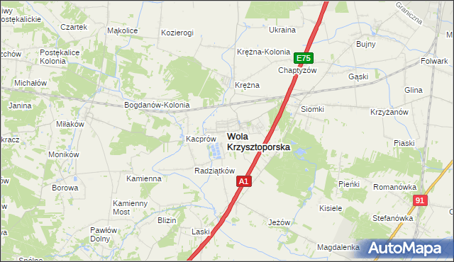 mapa Wola Krzysztoporska, Wola Krzysztoporska na mapie Targeo