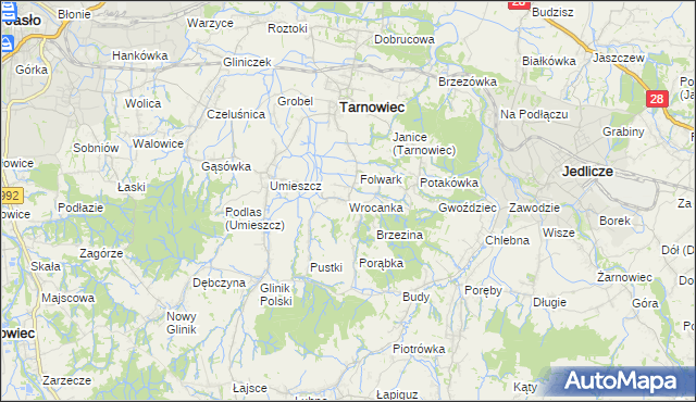 mapa Wrocanka gmina Tarnowiec, Wrocanka gmina Tarnowiec na mapie Targeo