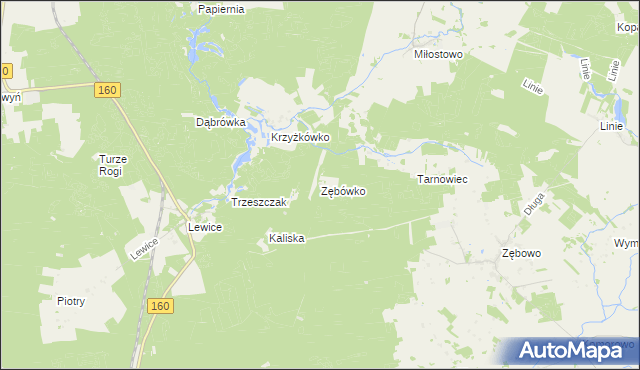 mapa Zębówko, Zębówko na mapie Targeo
