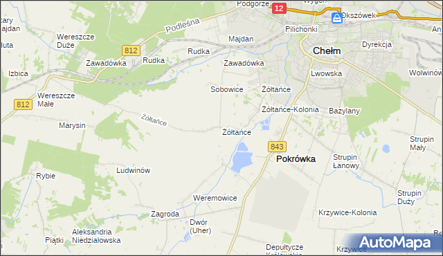 mapa Żółtańce, Żółtańce na mapie Targeo