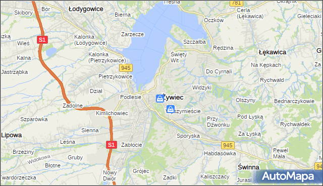 mapa Żywiec, Żywiec na mapie Targeo