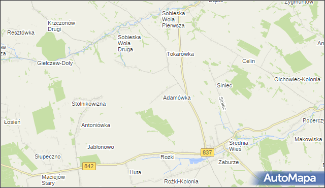 mapa Adamówka gmina Żółkiewka, Adamówka gmina Żółkiewka na mapie Targeo
