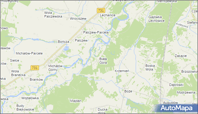 mapa Biała Góra gmina Stromiec, Biała Góra gmina Stromiec na mapie Targeo