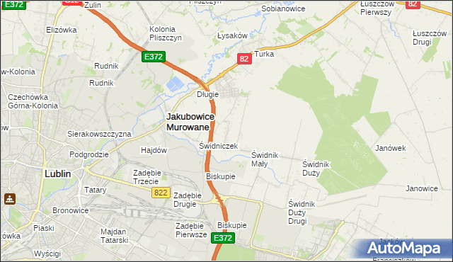 mapa Biskupie-Kolonia gmina Wólka, Biskupie-Kolonia gmina Wólka na mapie Targeo