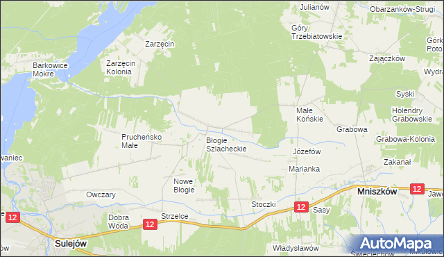 mapa Błogie Rządowe, Błogie Rządowe na mapie Targeo