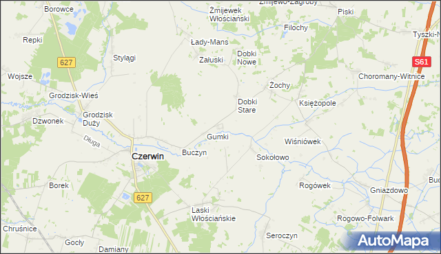 mapa Dąbek gmina Czerwin, Dąbek gmina Czerwin na mapie Targeo