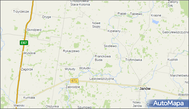 mapa Franckowa Buda, Franckowa Buda na mapie Targeo