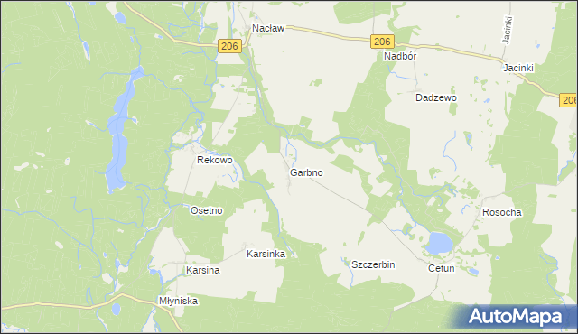 mapa Garbno gmina Polanów, Garbno gmina Polanów na mapie Targeo