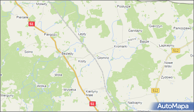 mapa Głomno, Głomno na mapie Targeo