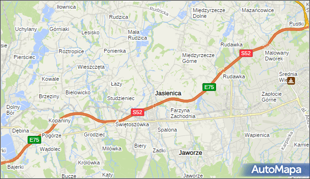 mapa Jasienica powiat bielski, Jasienica powiat bielski na mapie Targeo