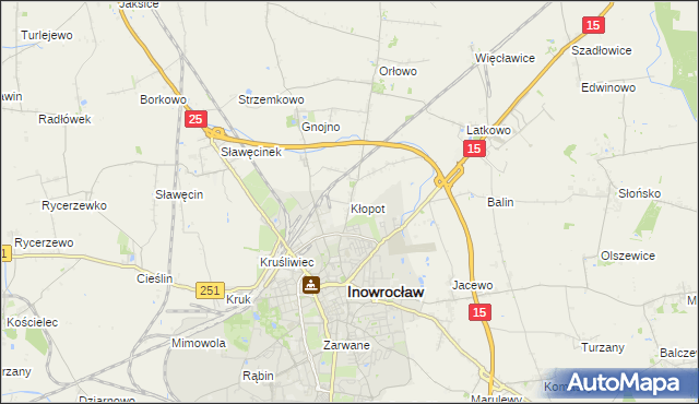 mapa Kłopot gmina Inowrocław, Kłopot gmina Inowrocław na mapie Targeo