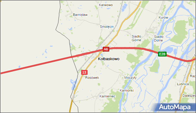 mapa Kołbaskowo, Kołbaskowo na mapie Targeo