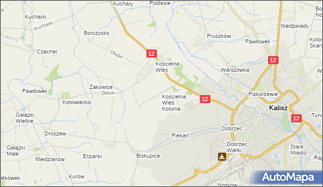 mapa Kościelna Wieś Kolonia, Kościelna Wieś Kolonia na mapie Targeo