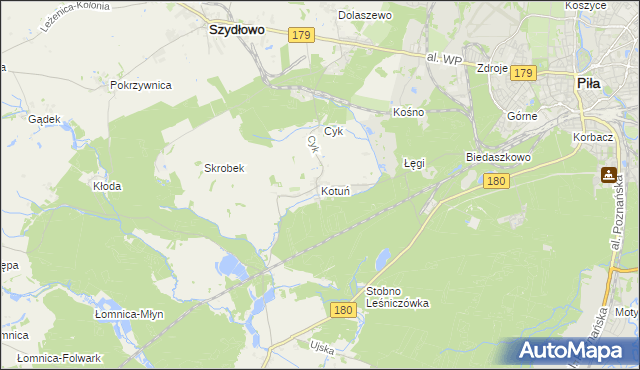 mapa Kotuń gmina Szydłowo, Kotuń gmina Szydłowo na mapie Targeo