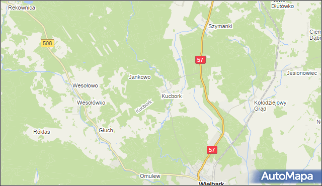 mapa Kucbork, Kucbork na mapie Targeo