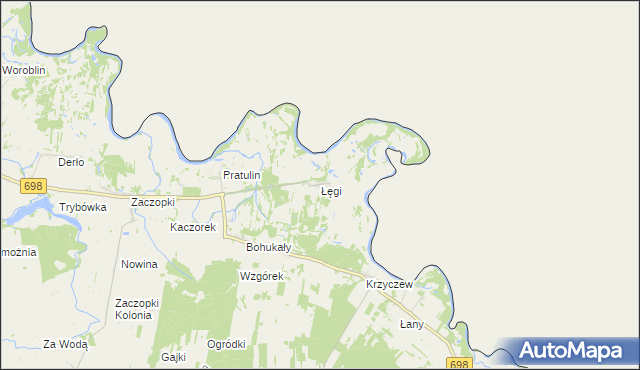 mapa Łęgi gmina Terespol, Łęgi gmina Terespol na mapie Targeo