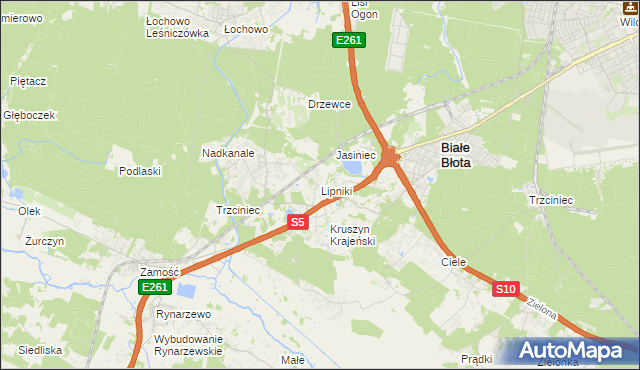 mapa Lipniki gmina Białe Błota, Lipniki gmina Białe Błota na mapie Targeo