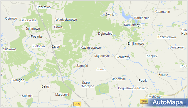 mapa Mąkoszyn gmina Wierzbinek, Mąkoszyn gmina Wierzbinek na mapie Targeo