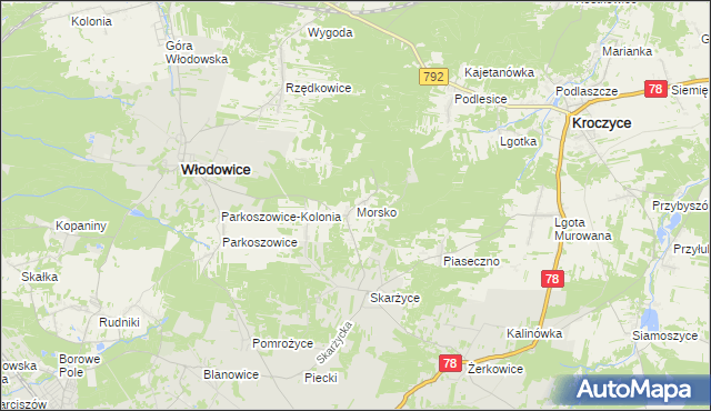 mapa Morsko gmina Włodowice, Morsko gmina Włodowice na mapie Targeo