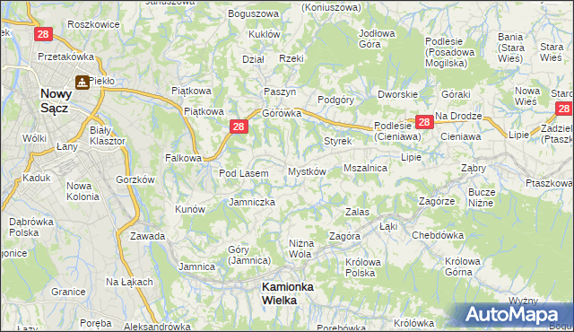 mapa Mystków, Mystków na mapie Targeo