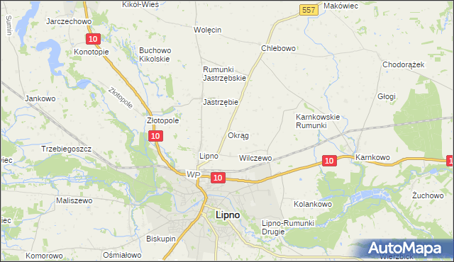 mapa Okrąg, Okrąg na mapie Targeo