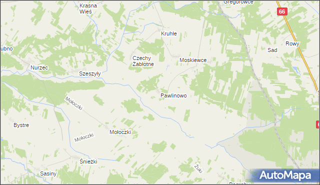 mapa Pawlinowo, Pawlinowo na mapie Targeo