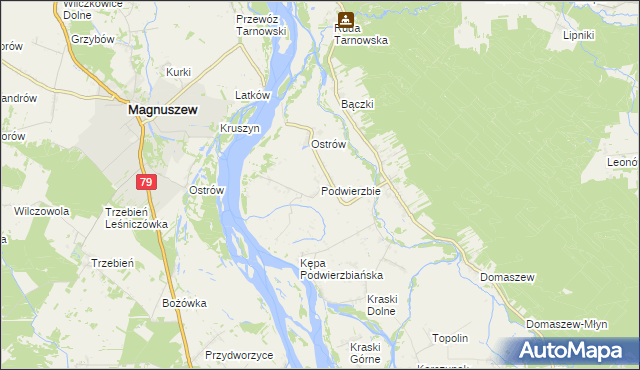 mapa Podwierzbie gmina Maciejowice, Podwierzbie gmina Maciejowice na mapie Targeo