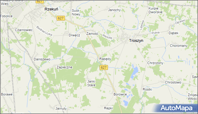 mapa Rabędy gmina Troszyn, Rabędy gmina Troszyn na mapie Targeo