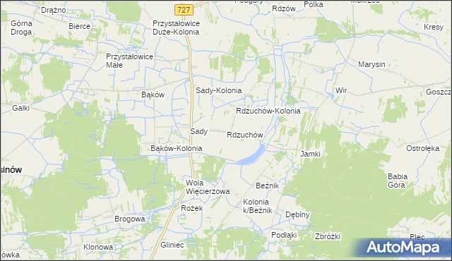 mapa Rdzuchów, Rdzuchów na mapie Targeo