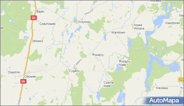 mapa Rozajny, Rozajny na mapie Targeo