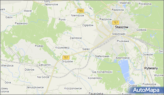 mapa Sielec gmina Staszów, Sielec gmina Staszów na mapie Targeo