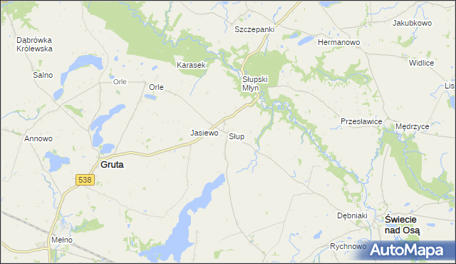 mapa Słup gmina Gruta, Słup gmina Gruta na mapie Targeo