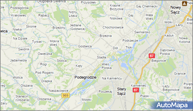 mapa Stadła, Stadła na mapie Targeo