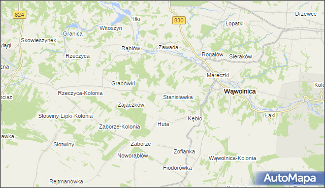 mapa Stanisławka gmina Wąwolnica, Stanisławka gmina Wąwolnica na mapie Targeo