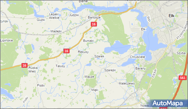 mapa Szarek gmina Ełk, Szarek gmina Ełk na mapie Targeo