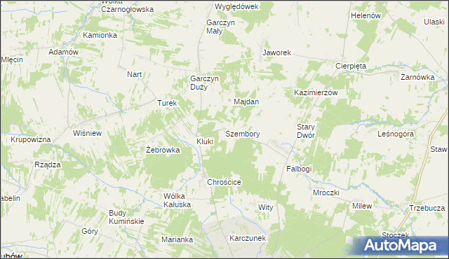 mapa Szembory, Szembory na mapie Targeo