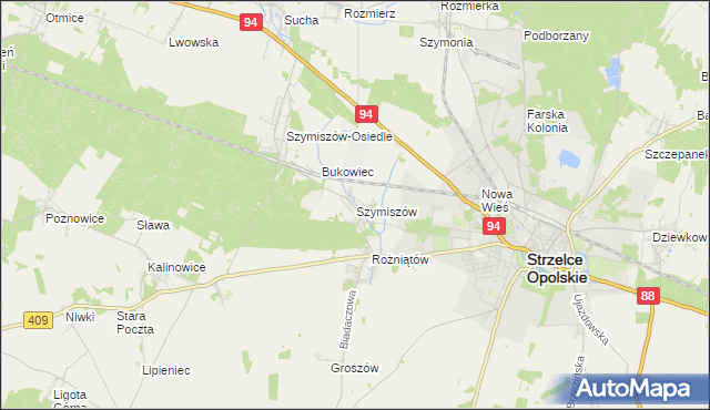 mapa Szymiszów, Szymiszów na mapie Targeo