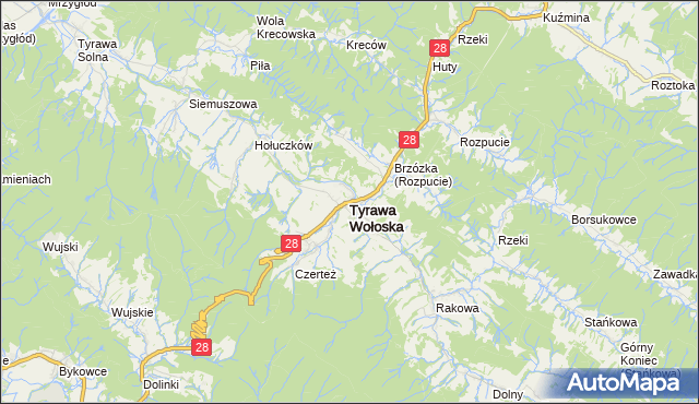 mapa Tyrawa Wołoska, Tyrawa Wołoska na mapie Targeo