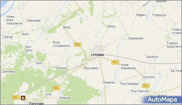 mapa Unisław powiat chełmiński, Unisław powiat chełmiński na mapie Targeo