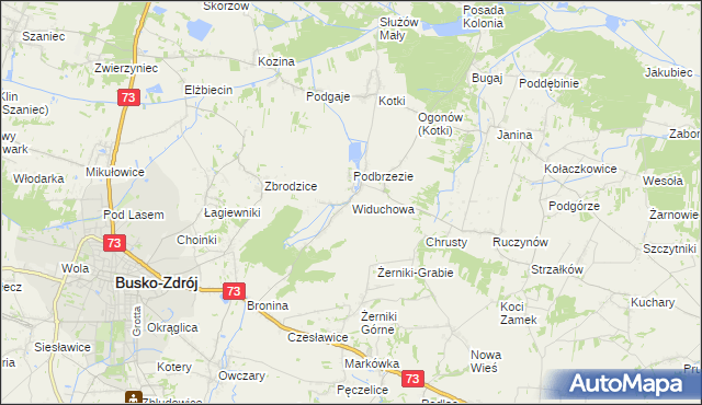 mapa Widuchowa gmina Busko-Zdrój, Widuchowa gmina Busko-Zdrój na mapie Targeo