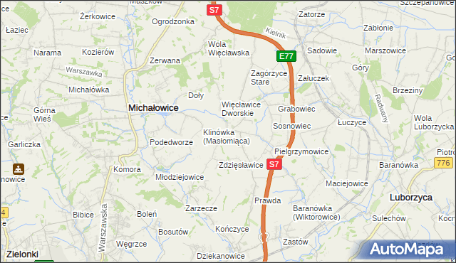 mapa Więcławice Stare, Więcławice Stare na mapie Targeo