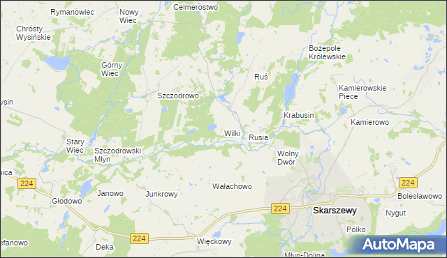 mapa Wilki gmina Skarszewy, Wilki gmina Skarszewy na mapie Targeo